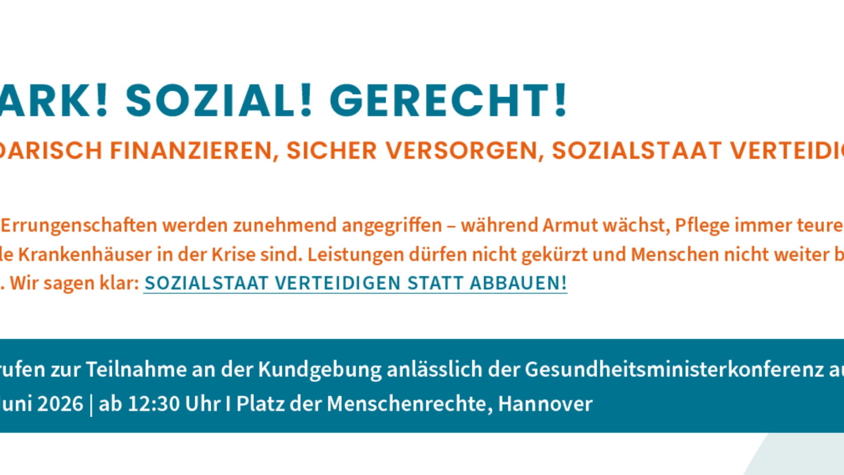 Wir sagen klar: Den Sozialstaat verteidigen statt abbauen!