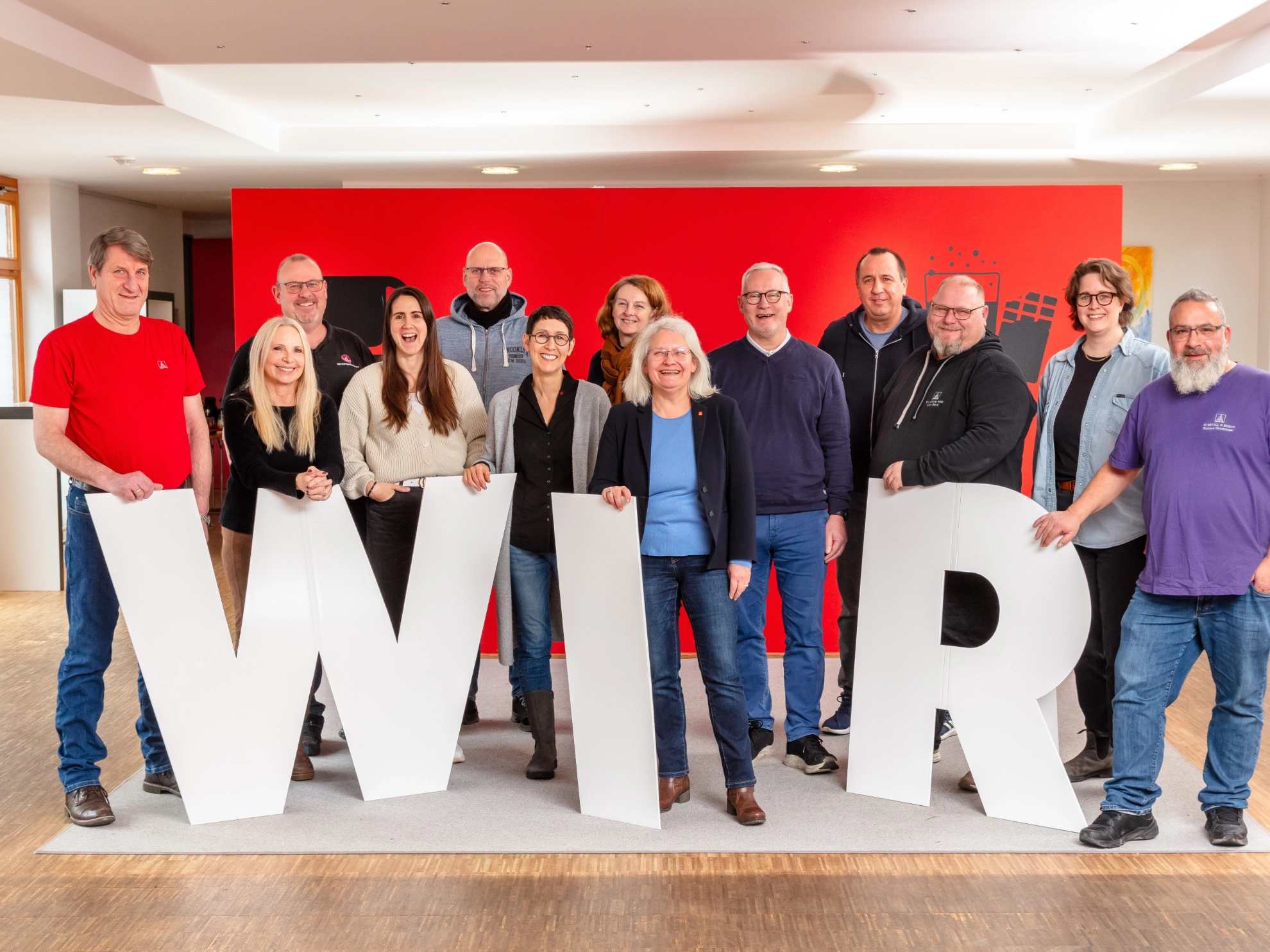 Grupenbild des Ortsvorstandes der IG Metall Geschäftsstelle Alfeld-Hameln-Hildesheim. Januar 2025.