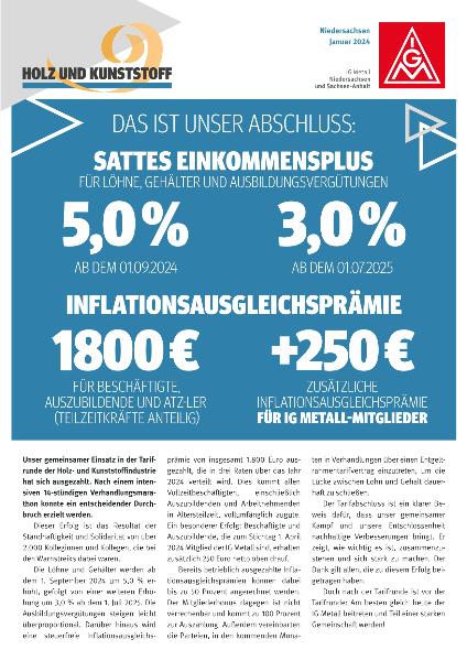 Flugblatt Holz und Kunststoff, Januar 2024, Verhandlungsergebnis