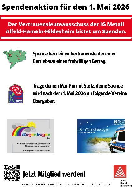 Maifeiertag 2026 - Spendenaufruf