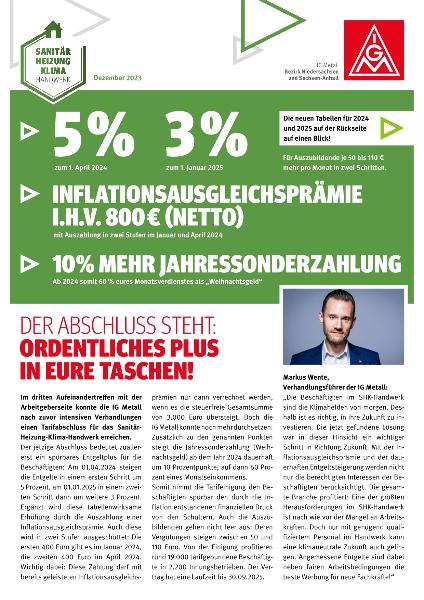 IG Metall-Flugblatt SHK Tarif-Ergebnis